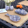 Handmade Pottery Spoon Rest, Blue Flower - Encantada