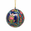 Handpainted Ornaments, Coral &amp; Blue Floral - Pack of 3