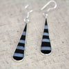Taxco Silver Black Onyz &amp; Abalone Zebra Long Teardrop Earrings