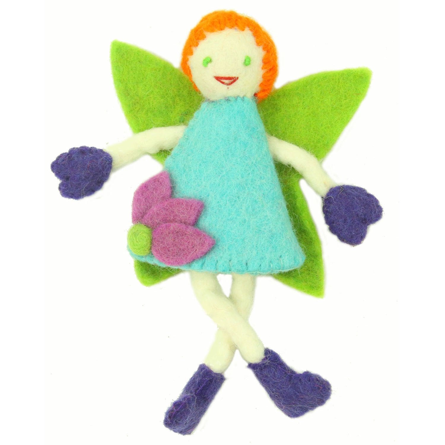 Hand Felted Tooth Fairy Pillow - Redhead with Blue Dress - Global Groove
