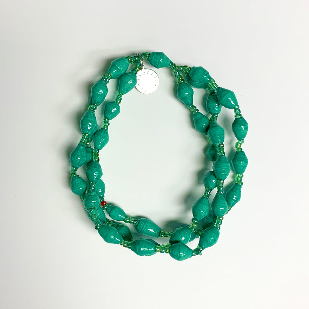 Green Recycled Paper 3-Strand Bracelet