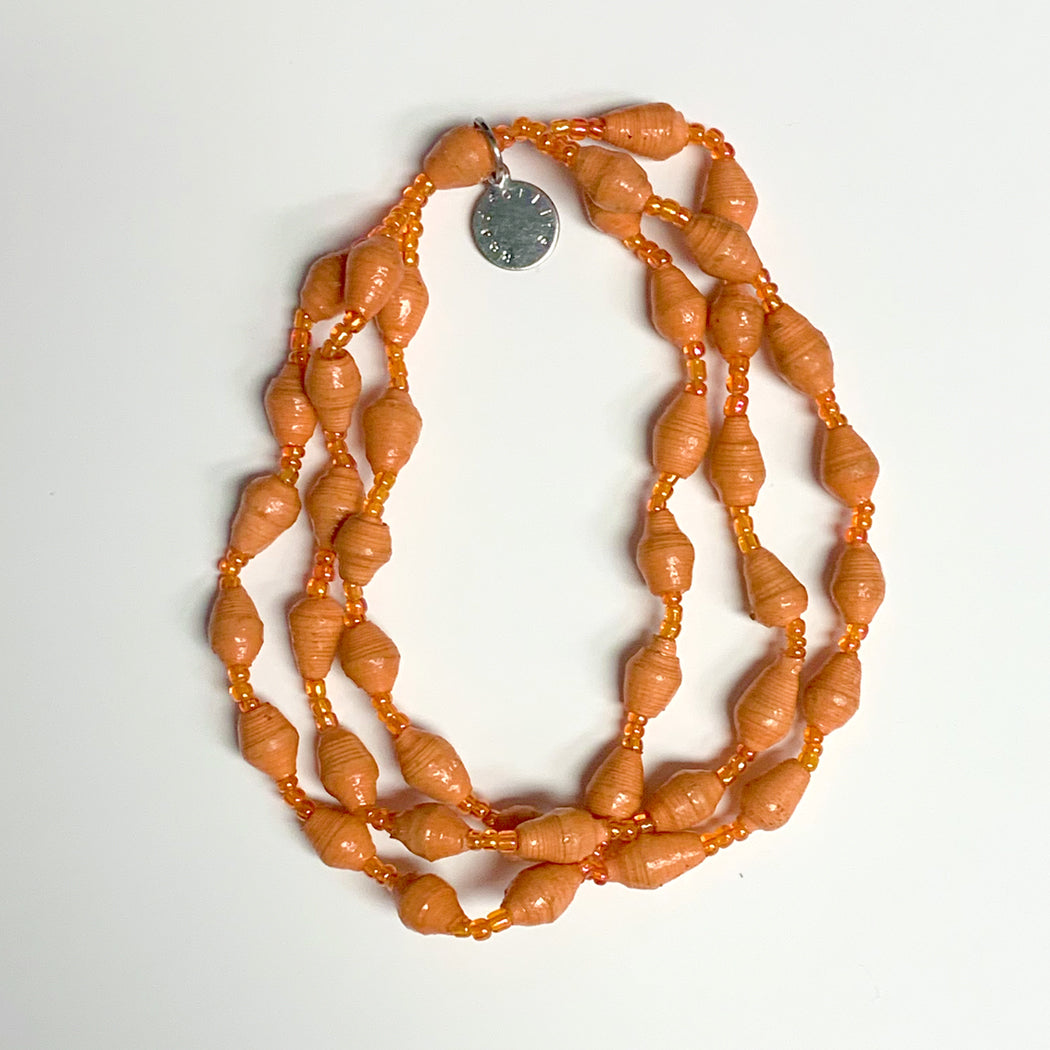 Orange Recycled Paper 3-Strand Bracelet