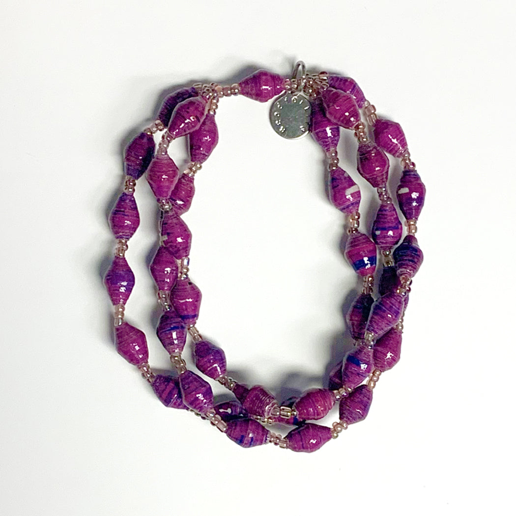 Purple Recycled Paper 3-Strand Bracelet
