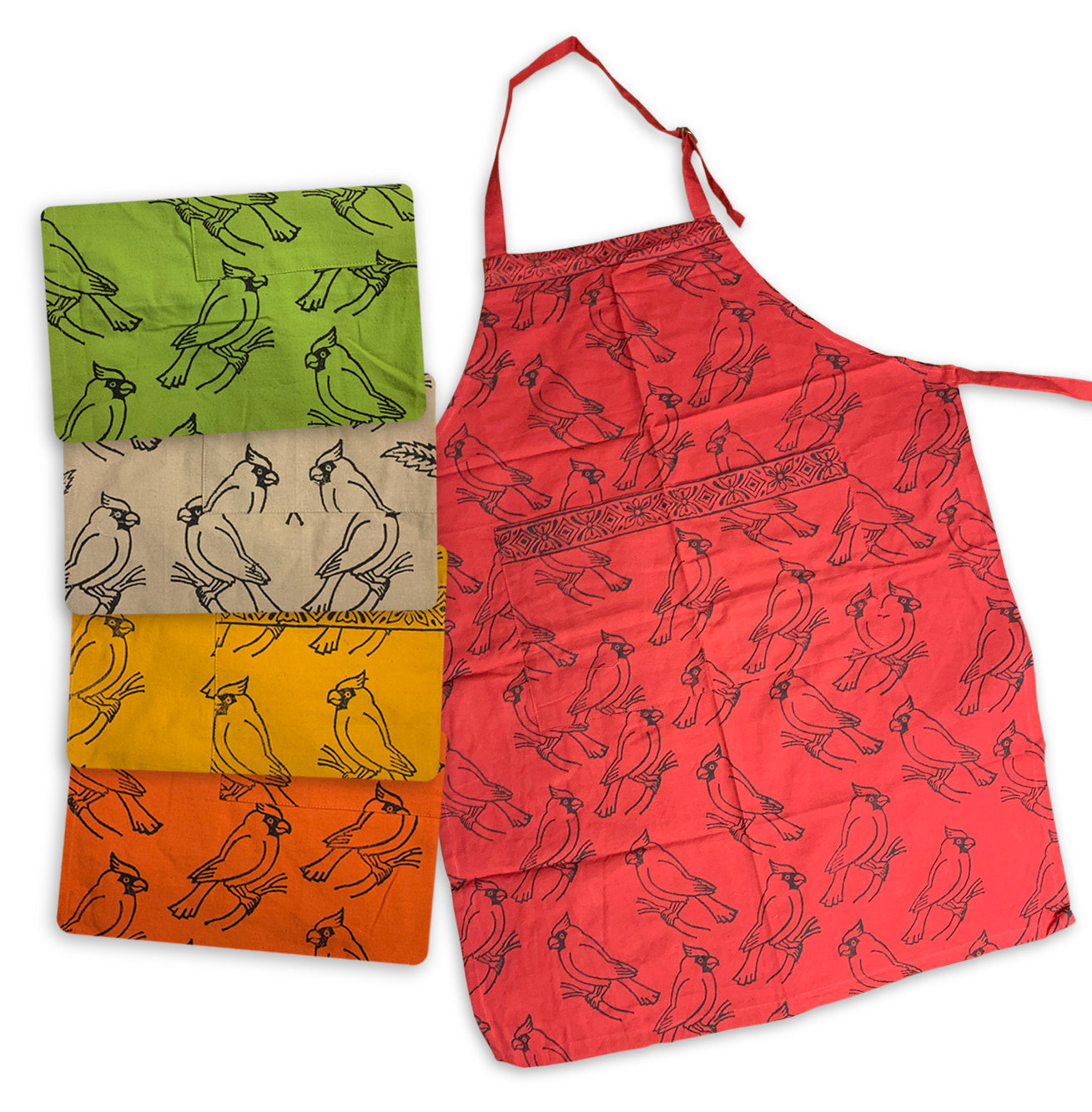 Cardinal Apron Blockprint - Ram Shekhar