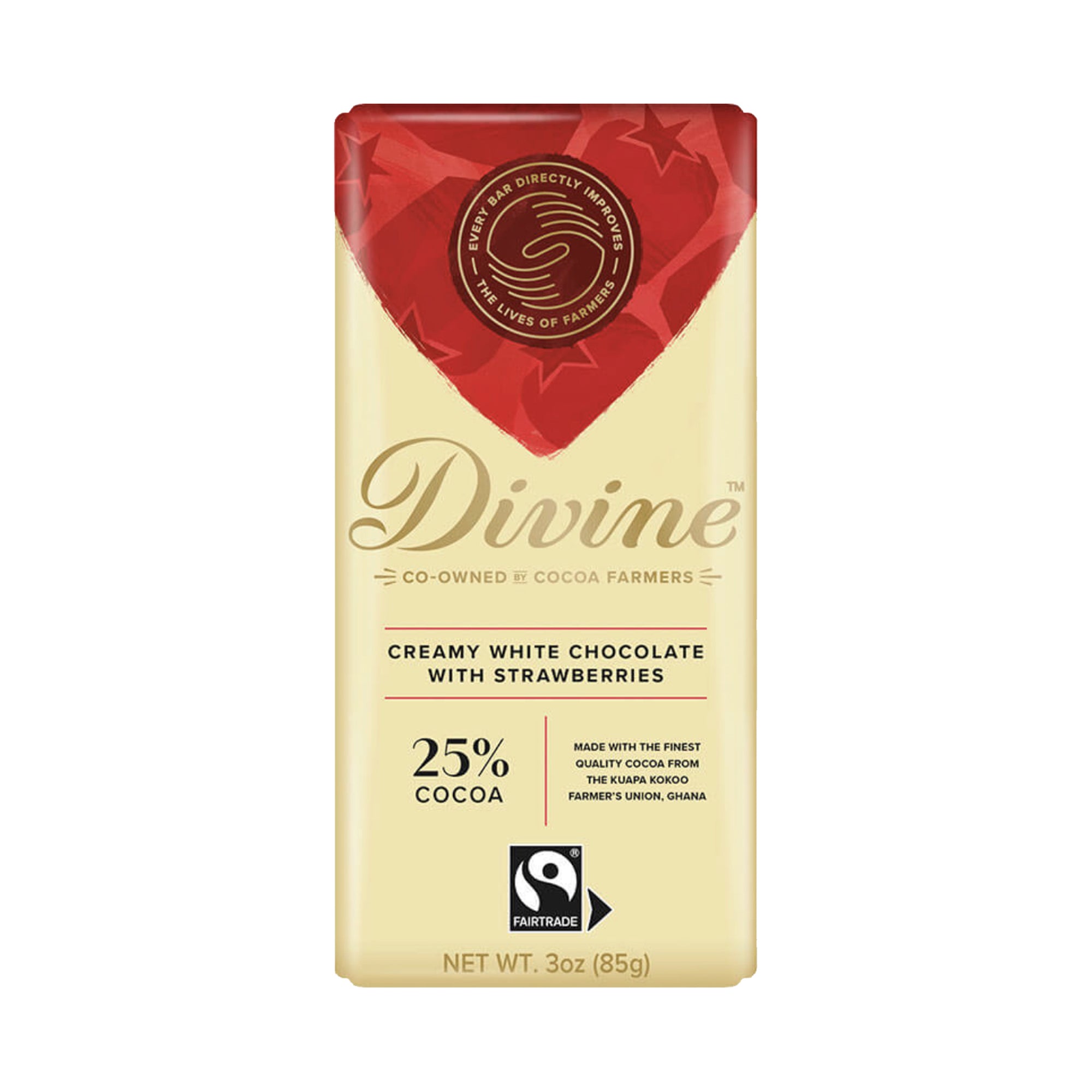 White Chocolate with Strawberries - Divine Chocolate - 3 oz