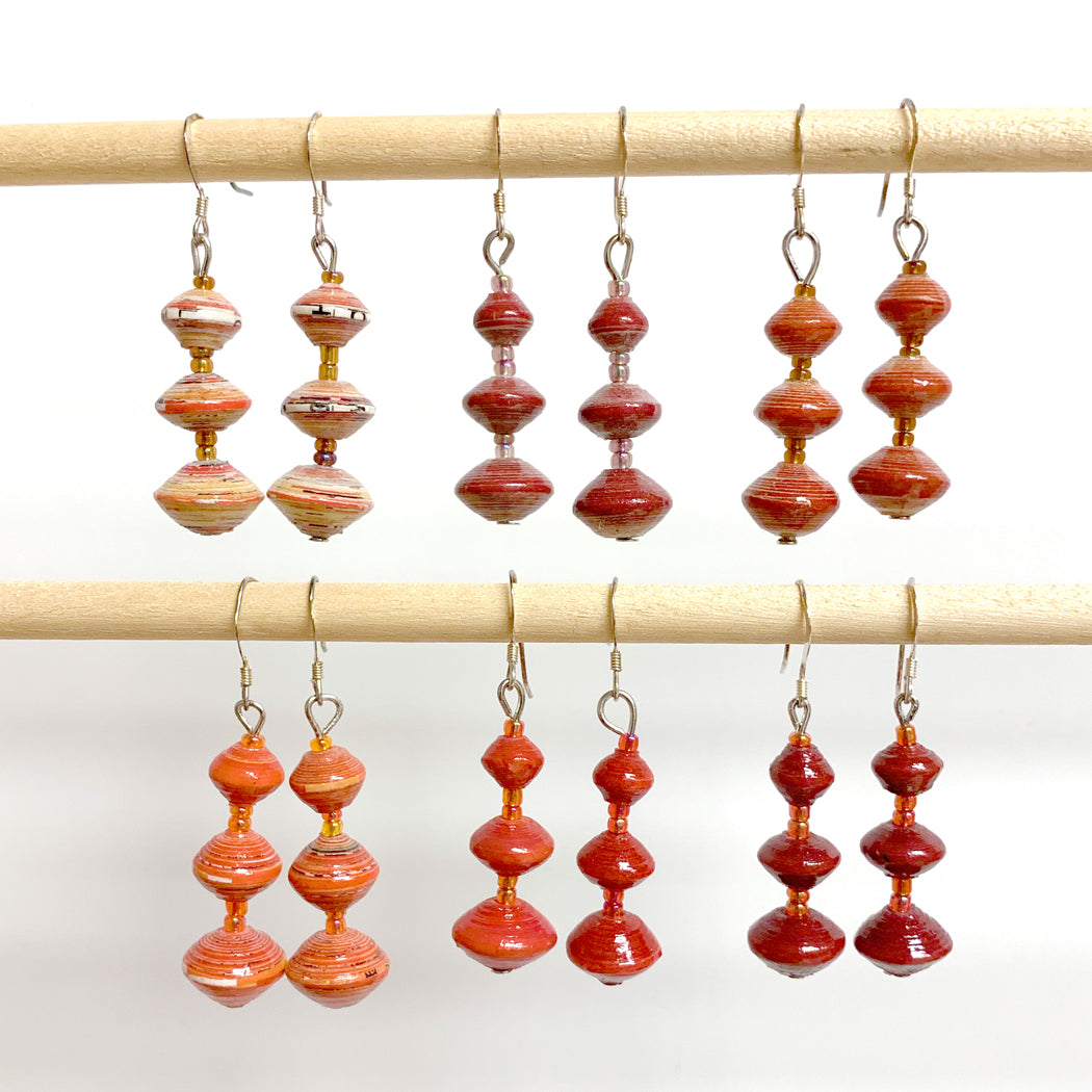 recycled paper bead earrings - My French Twist