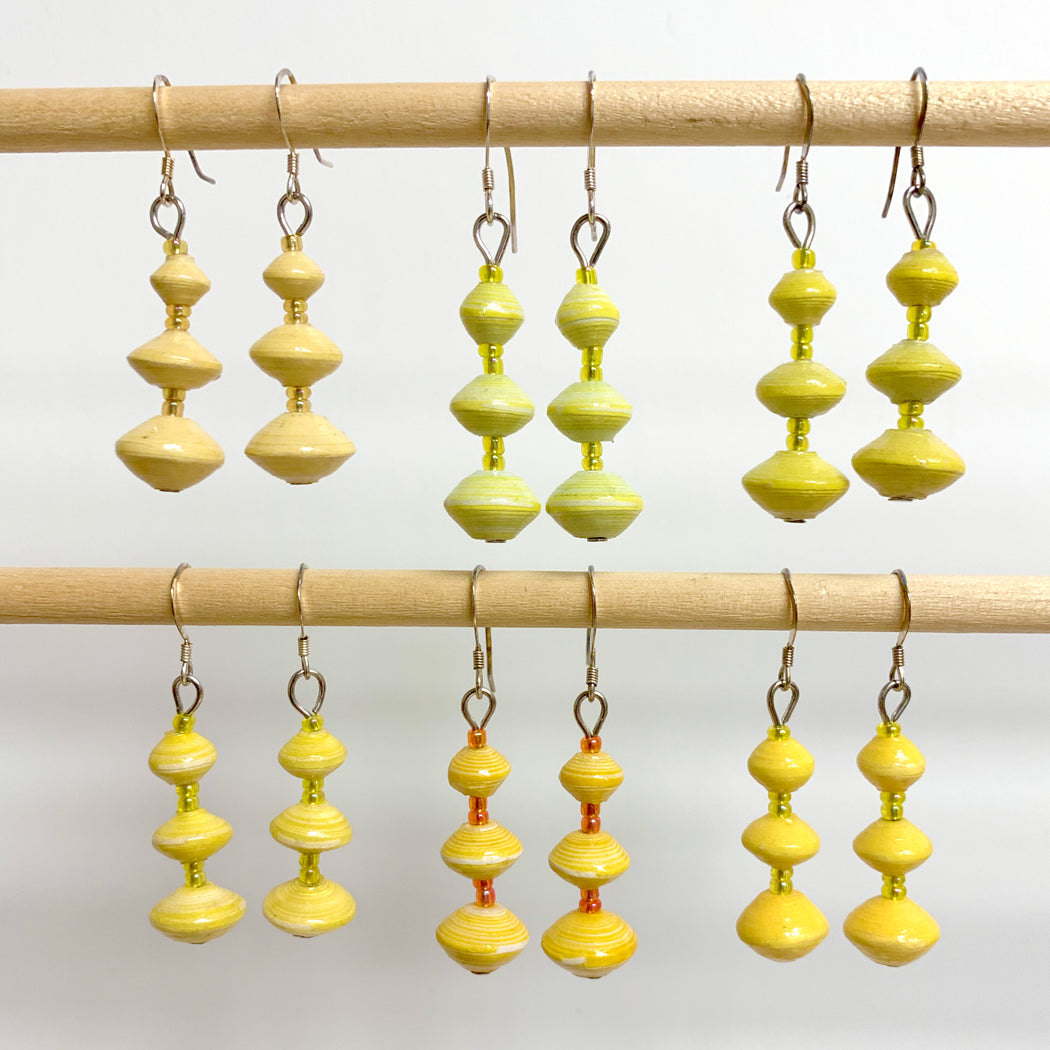 recycled paper bead earrings - My French Twist