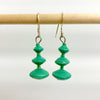 Green Recycled Paper 3-Bead Earrings