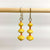 Yellow Recycled Paper 3-Bead Earrings