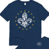 Louisville Fleur-de-Lis T-Shirt Premium Cotton Navy with Short Sleeves - GOEX