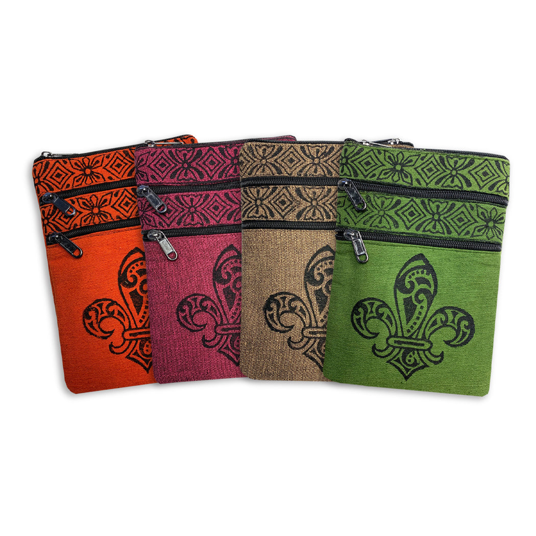 Fleur-de-Lis Passport Bag Blockprint - Ram Shekhar