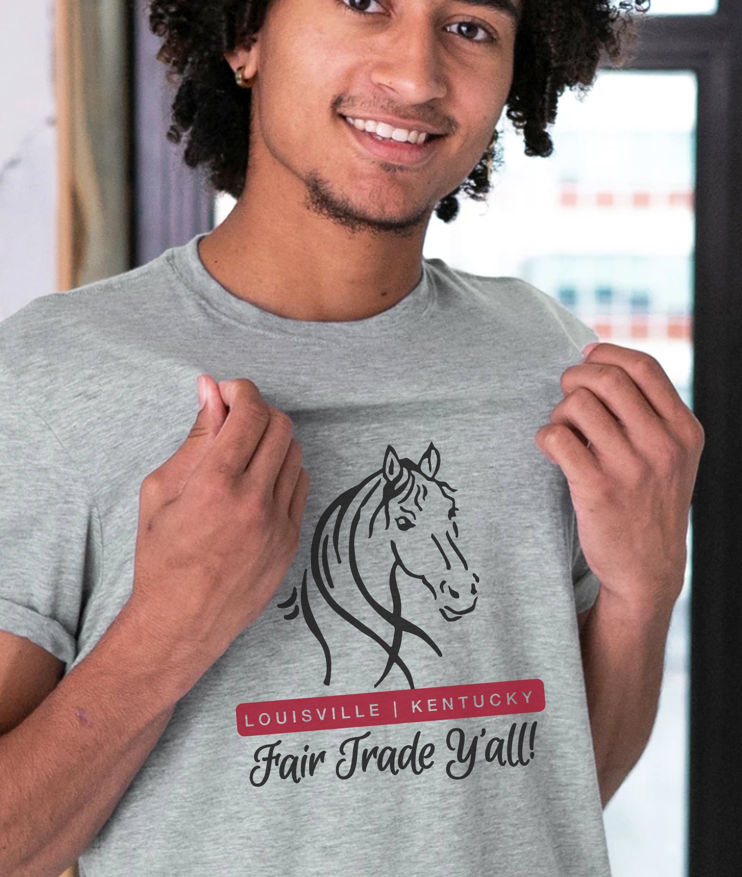 Louisville Horse Fair Trade Y'all T-Shirt Premium Cotton Oxford with Short Sleeves - GOEX
