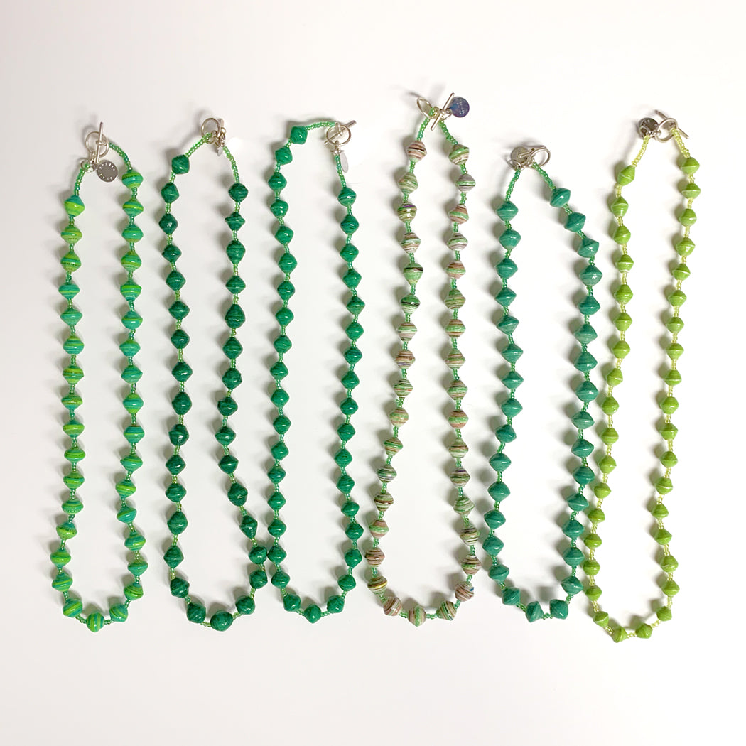 Green Recycled Paper Necklace