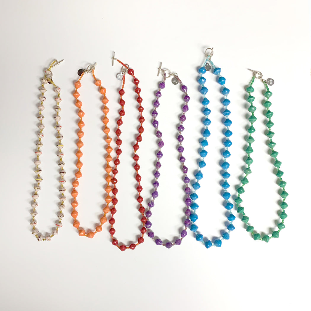 Teal Recycled Paper Necklace