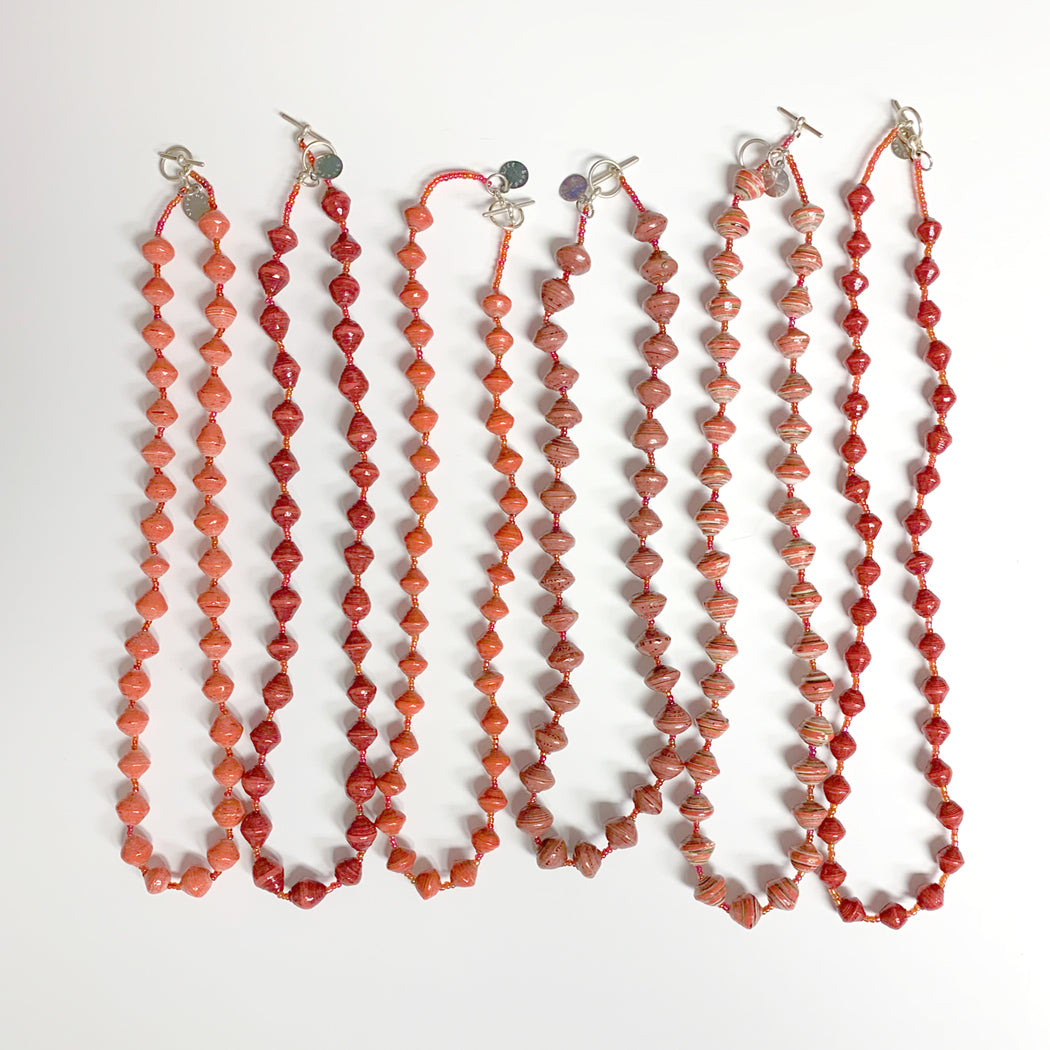 Red Recycled Paper Necklace