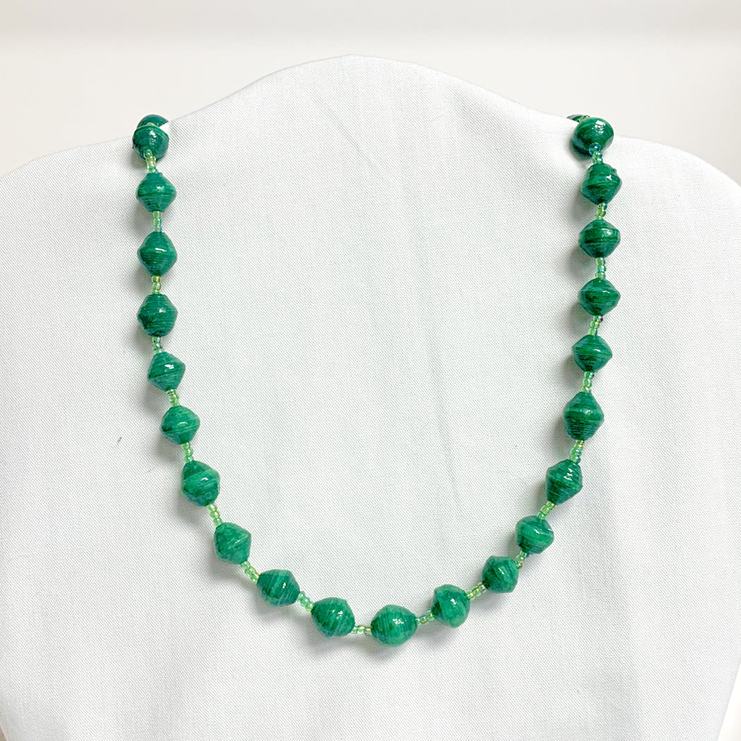Green Recycled Paper Necklace