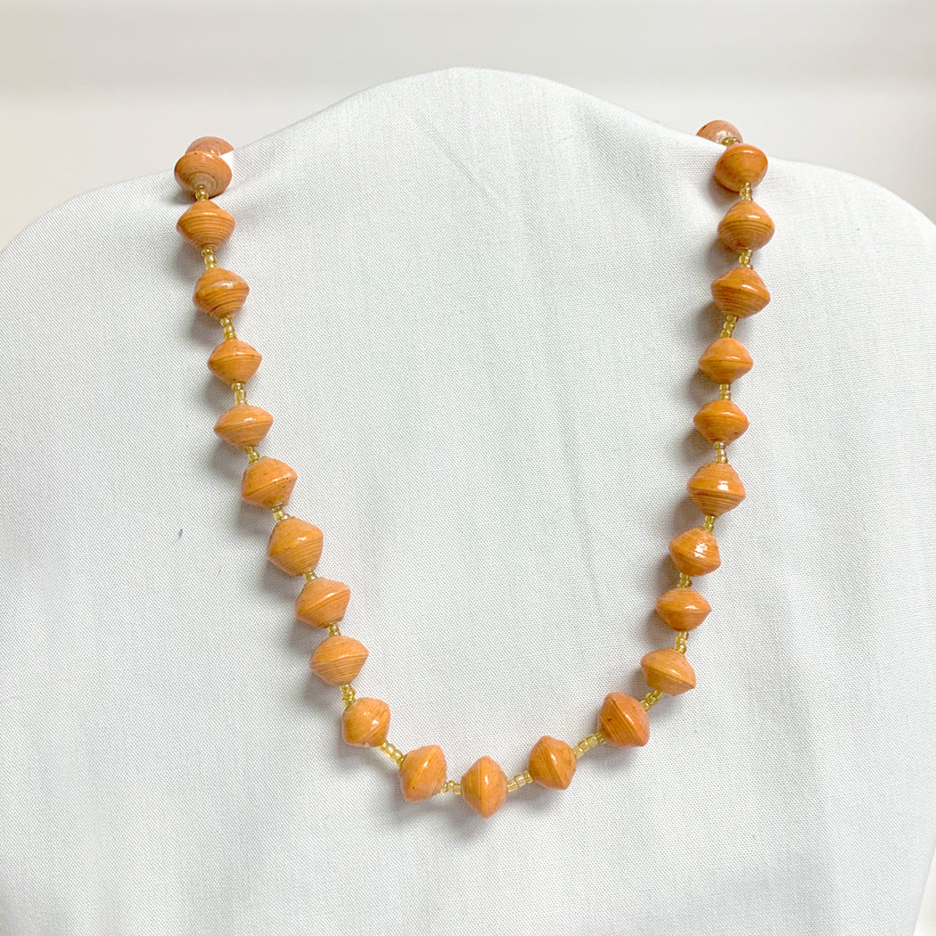 Orange Recycled Paper Necklace