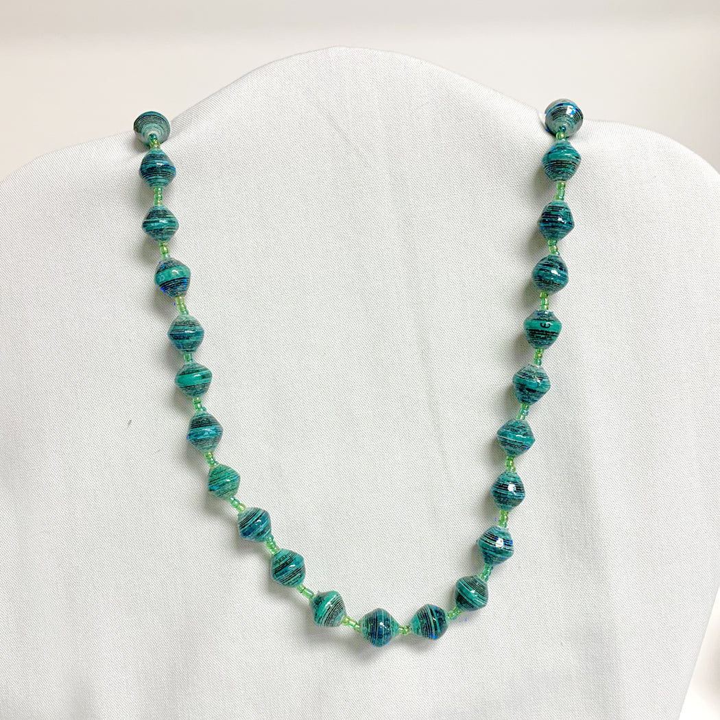 Teal Recycled Paper Necklace