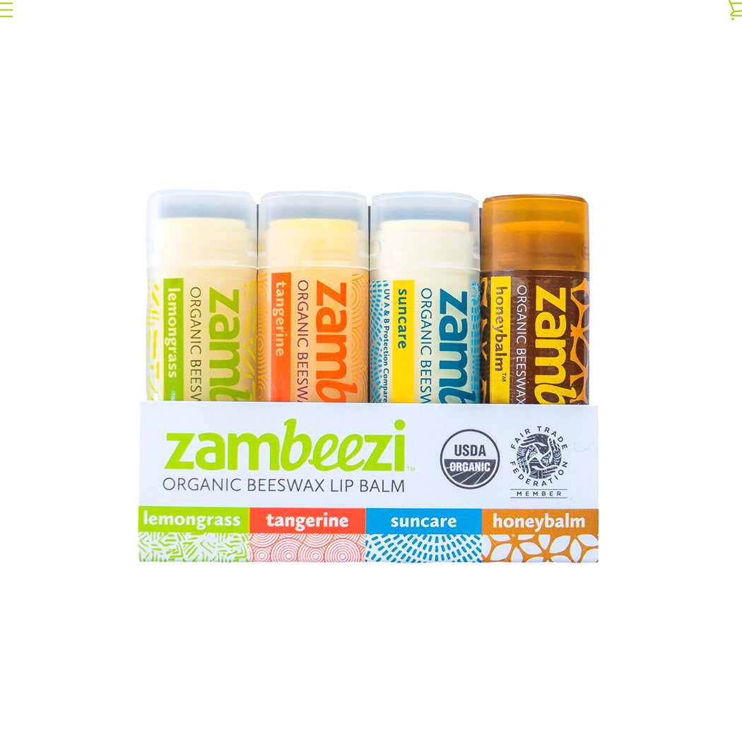 Organic Beeswax Lipbalm Pack of 4 - Zambeezi