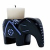 Elephant Soapstone Tea Light - Black Finish with Etch Design