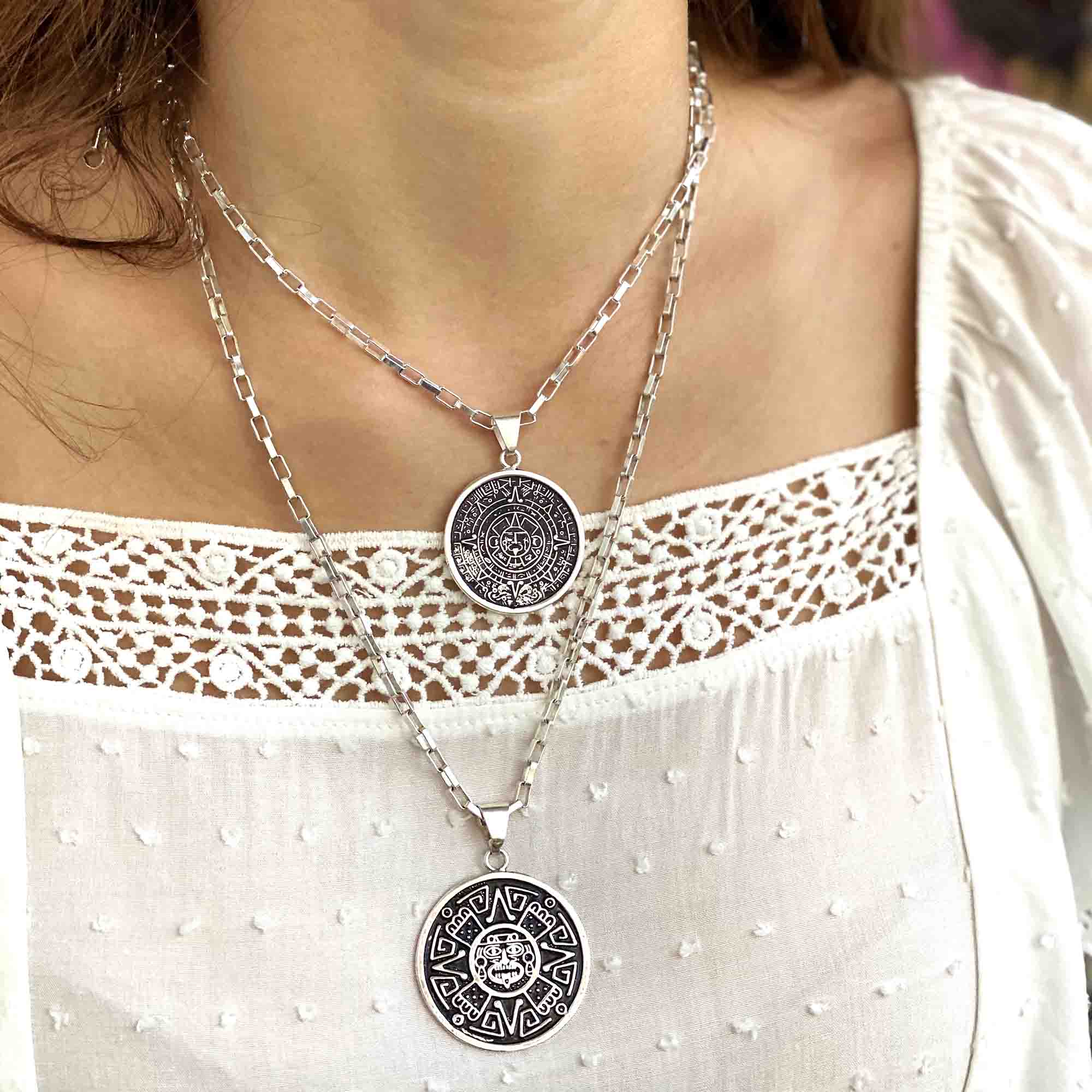 Sterling silver aztec hot sale calendar pendant