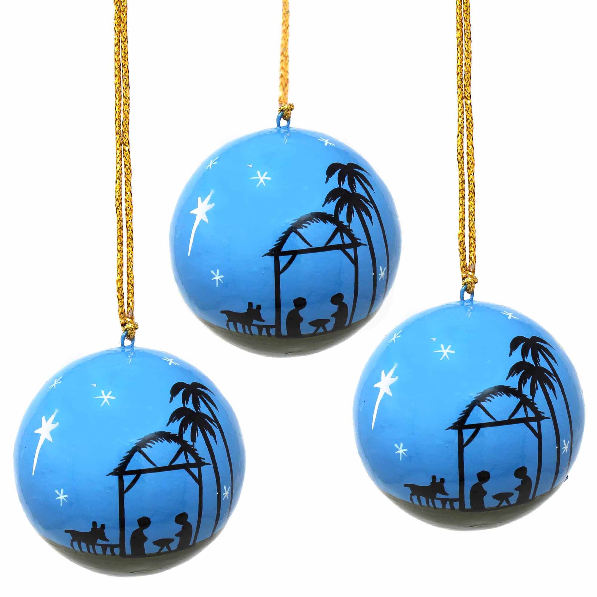 Handpainted Christmas Nativity Ornaments - Pack of 3