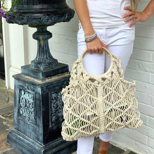 Macrame Purse With Wooden Handles - Etsy