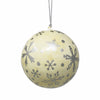 Handpainted Silver Snowflakes and Dots Papier Mache Hanging Ball Ornament