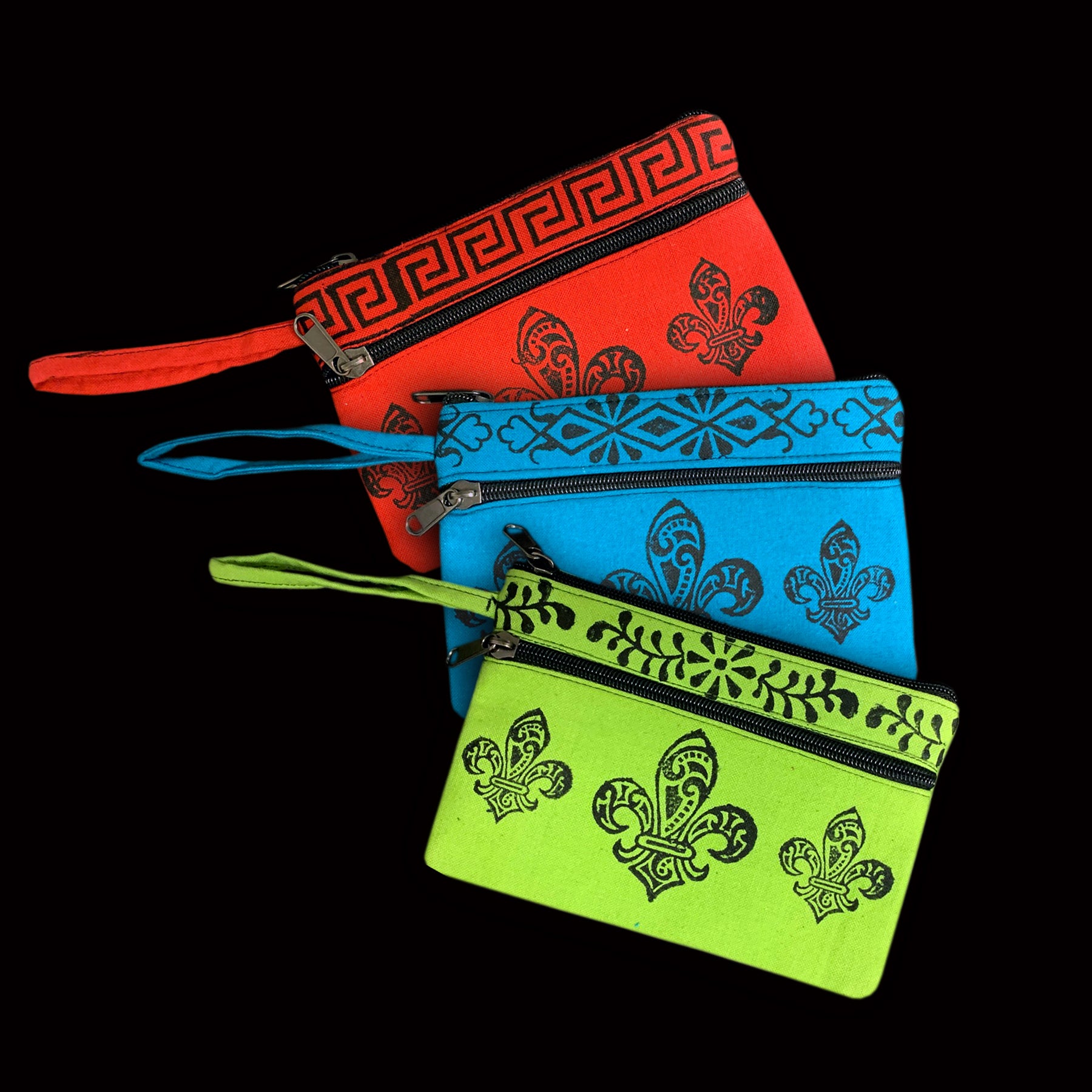 Fleur-de-Lis Wristlet Clutch Blockprint - Ram Shekhar