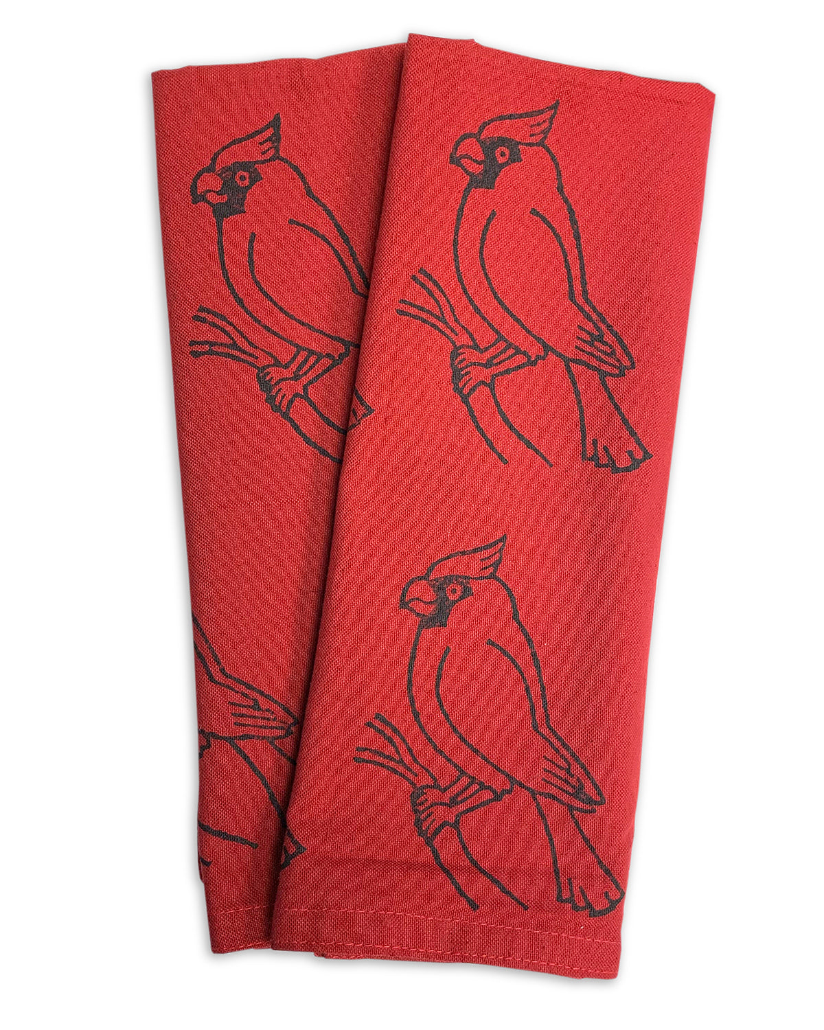Red Cardinal Dishtowel Blockprint - Ram Shekhar